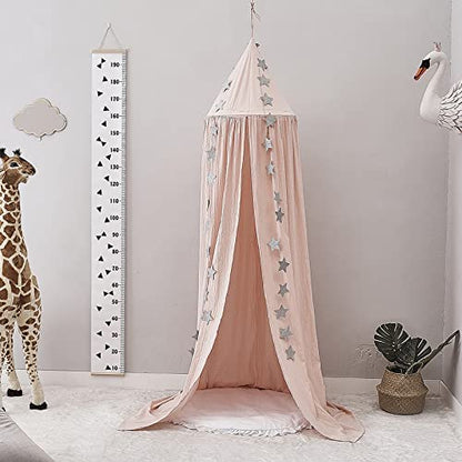 Children Bed Canopy Round Dome, Nursery Decorations, Cotton Mosquito Net, Kids Princess Play Tents, Room Decoration for Baby (Pink)