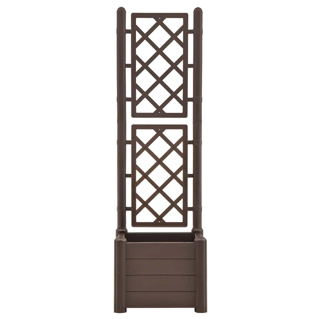Qnhdfrt Large Planter Box with Trellis, Square Raised Garden Bed for Vegetables Flowers Plants, Mocha Brown Elevated Planter Box Outdoor Indoor, Durable Polypropylene for Patio Balcony Garden