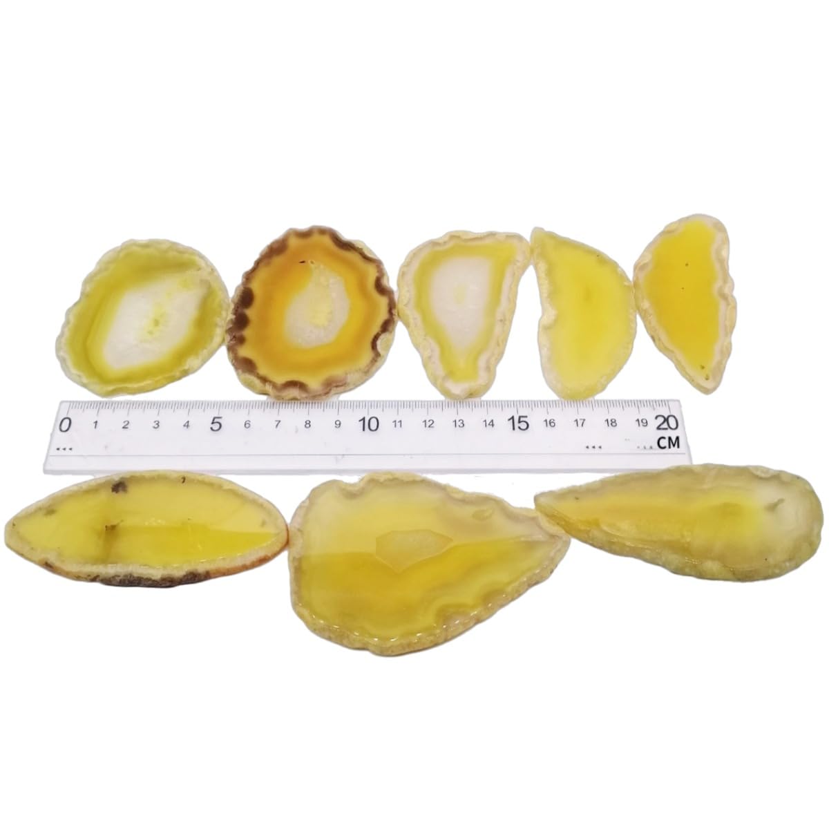 XMHOME 15Pcs Irregular Yellow Agate Slices Bulk Geode Slices Agate Place Cards Home Decoration DIY Gemstone Wall Art Jewelry Making Undrilled