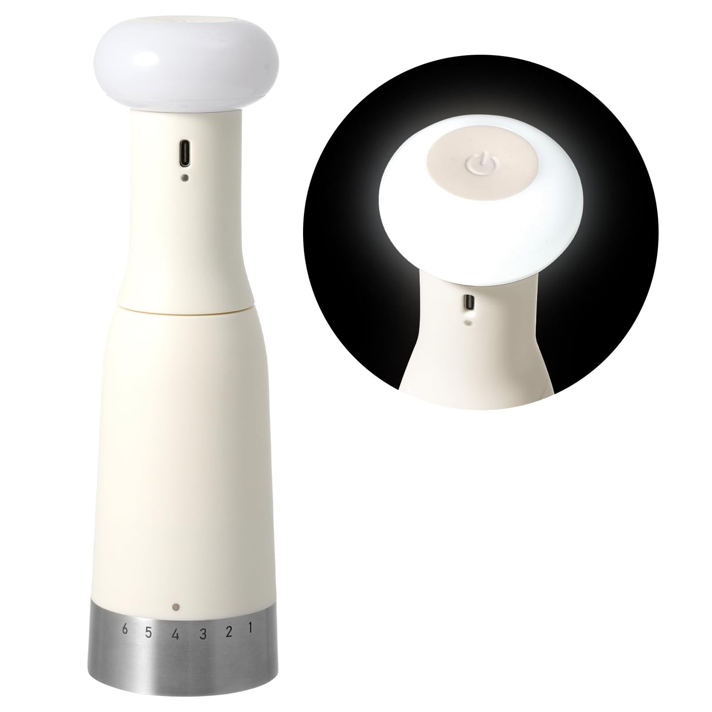Vucchini Manual Pepper Grinder with Ambient Light 6-level Setting External Adjustable Coarseness Ceramic Salt Grinder Spice Mill for Table,Kitchen,Restaurant,Party,Candlelight Dinner