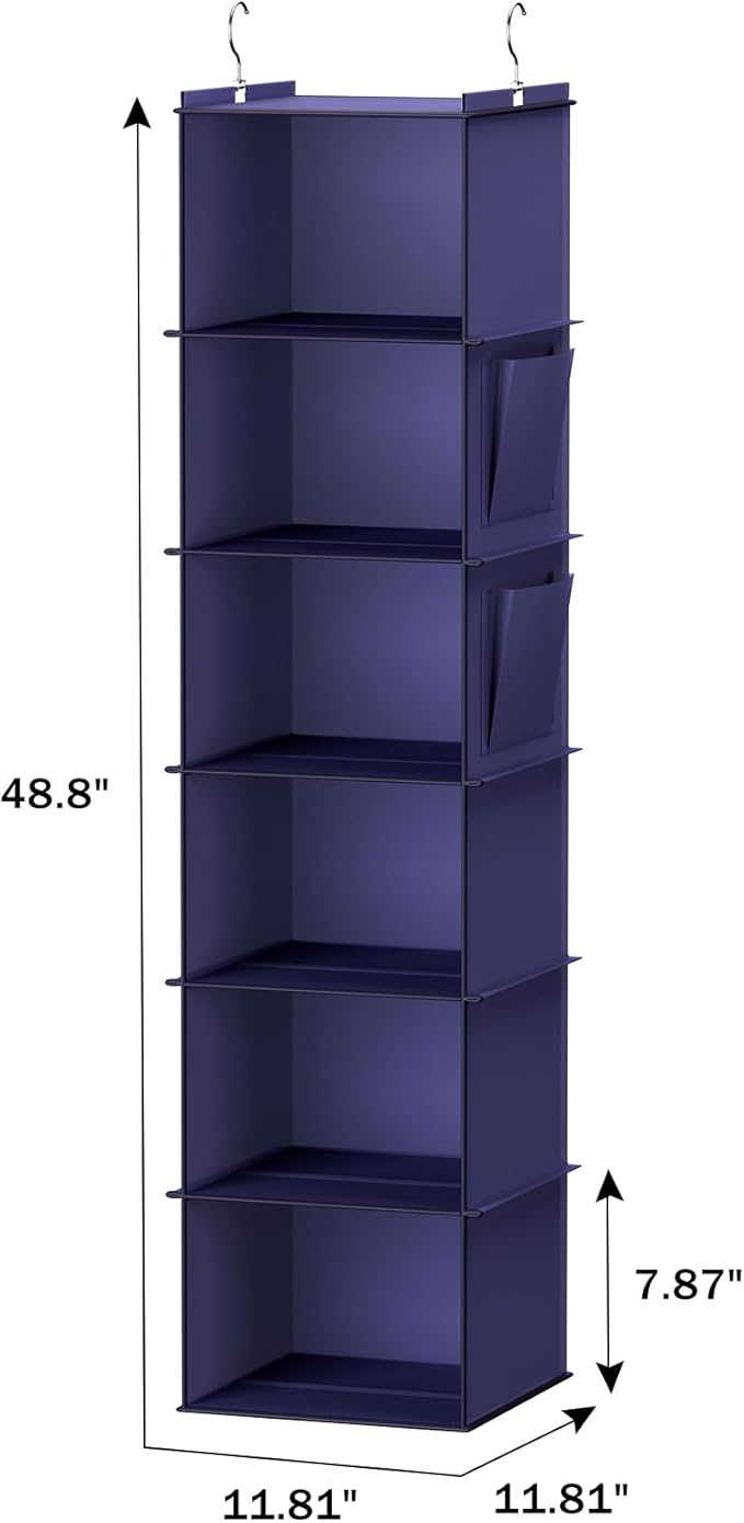 YOUDENOVA Hanging Closet Organizer, 6-Shelf Closet Hanging Storage Shelves