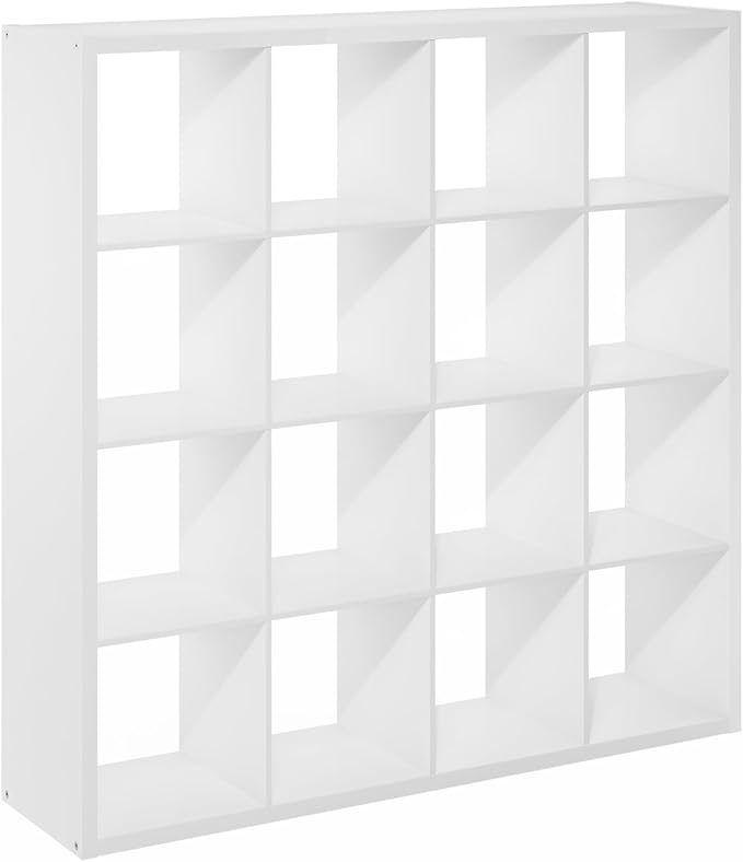Furinno Cubicle Book Shelf, 16-Cube Bookshelf, Extra Thick Frame Reversible