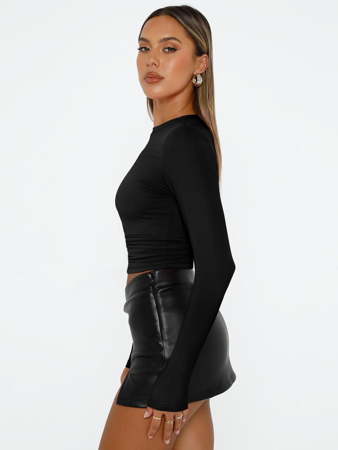AUTOMET Womens Long Sleeve Shirts Basic Compression Going Out Crop Tops Fall Fashion Y2K Clothes 2025