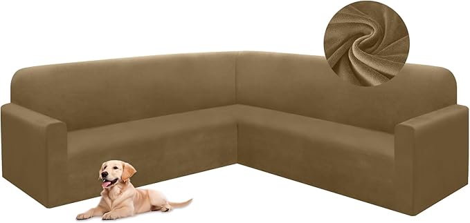 HDCAXKJ Corner Sectional Couch Covers Velvet Stretch L Shape Sofa Cover Soft