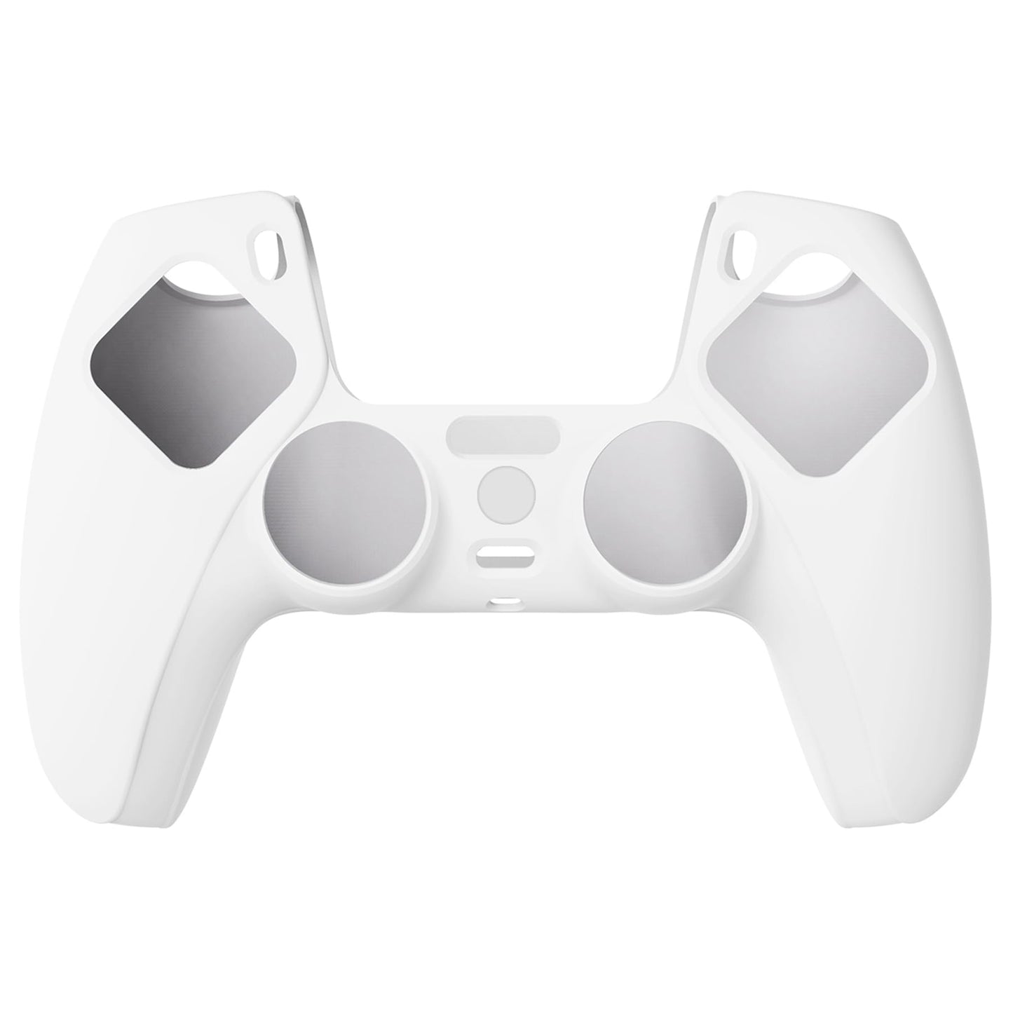 PlayVital White Pure Series Anti-Slip Silicone Cover Skin for ps5 Controller, Soft Rubber Case for ps5 Wireless Controller with White Thumb Grip Caps