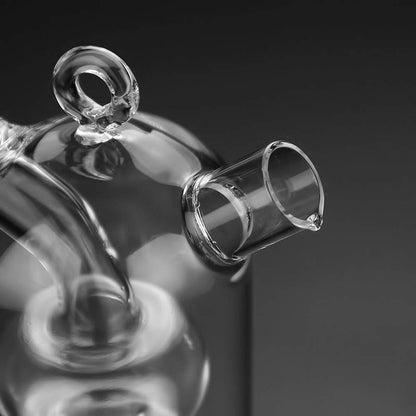 WINAKUI Olive Oil and Vinegar Dispenser Cruet Bottles, 2 in 1 Transparent Dual Glass for Kitchen Cooking Container