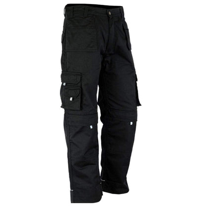 WrightFits Men Pro-11 Work Trousers Black - Heavy Duty Safety Combat Cargo Pant - Multi Pockets & Knee Pad Pockets - Triple Stitched -Durable Work wear (34W X 33L, Black)