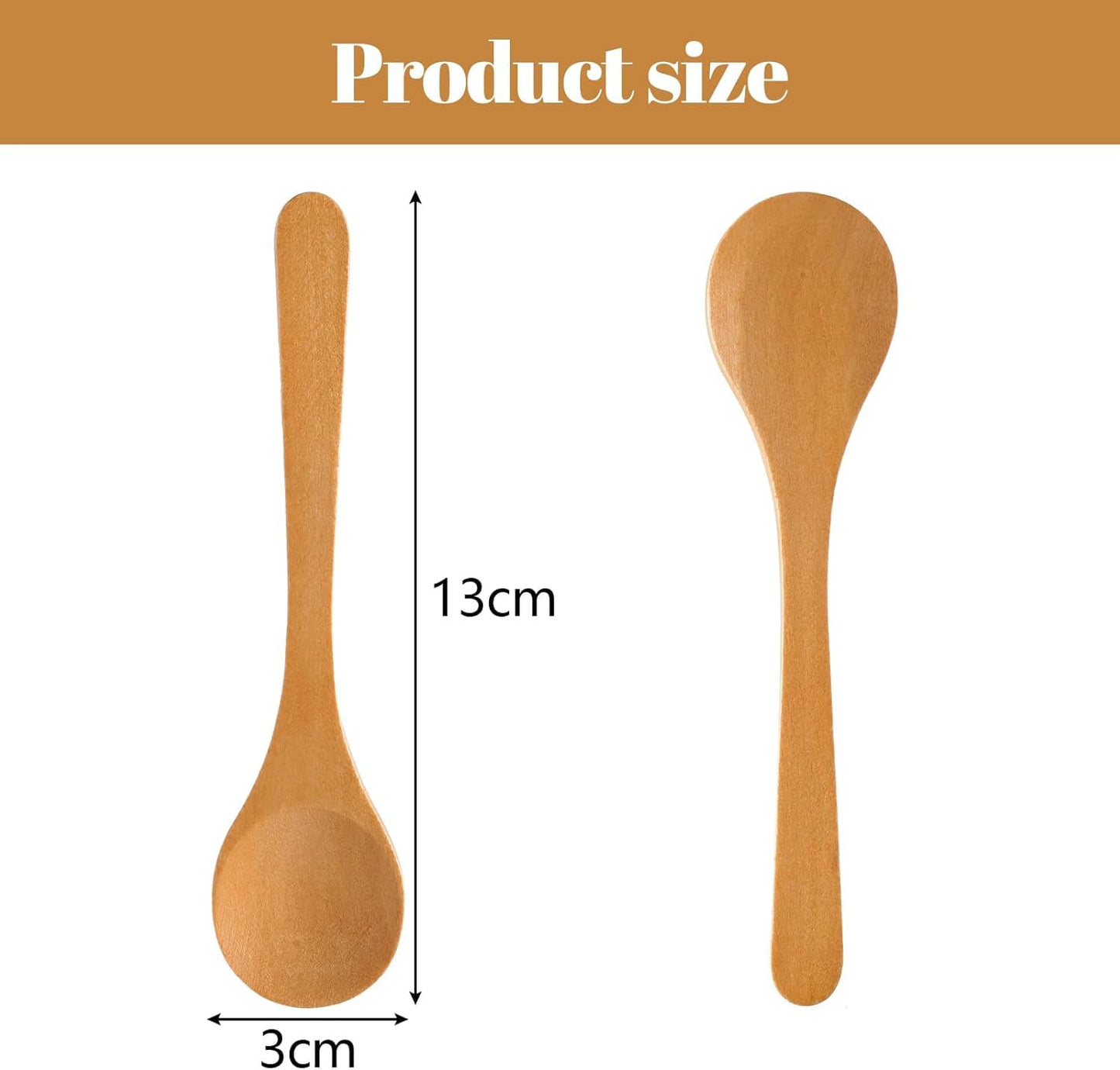 jiebor 60Pcs Mini Small Wooden Spoons Tiny Wood Spoons Bulk for Tea Coffee Sugar Ice Cream Salt Spices Honey Jars Home Kitchen 5.1inch