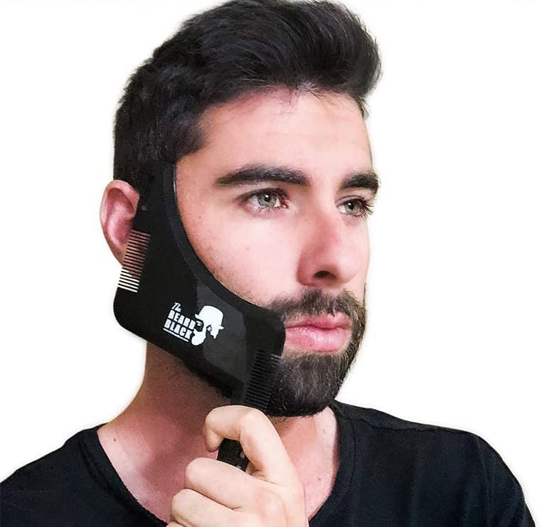 The BEARD BLACK Beard Shaping & Styling Tool with inbuilt Comb for Perfect line up & Edging, use with a Beard Trimmer or Razor to Style Your Beard & Facial Hair, Premium Quality Product (Black)