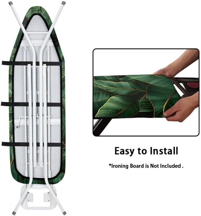 Green Banana Leaves Steam Ironing Board Cover Tropical Plant Leaves Stain