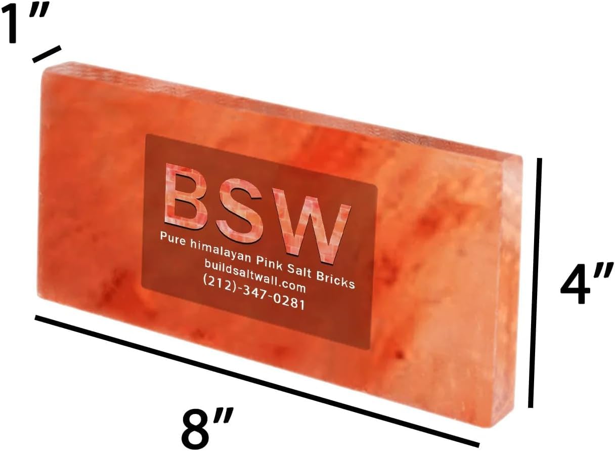 Himalayan Salt Tiles for Sauna Spa, 8 x 4 x 1 Inches, Natural Pink Salt Bricks Stone Blocks for Building Sauna Room, Spa Walls, Massage, Dry Aging, Wellness Centers, Home DIY Decor (10, Pink)