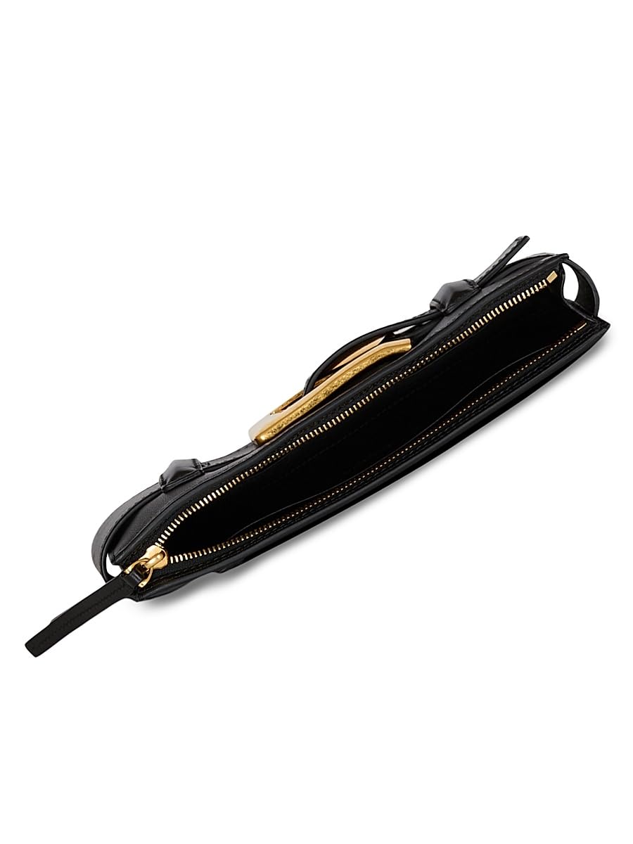 Balmain, Anthem Buckle-Detailed Leather Pouch, Noir