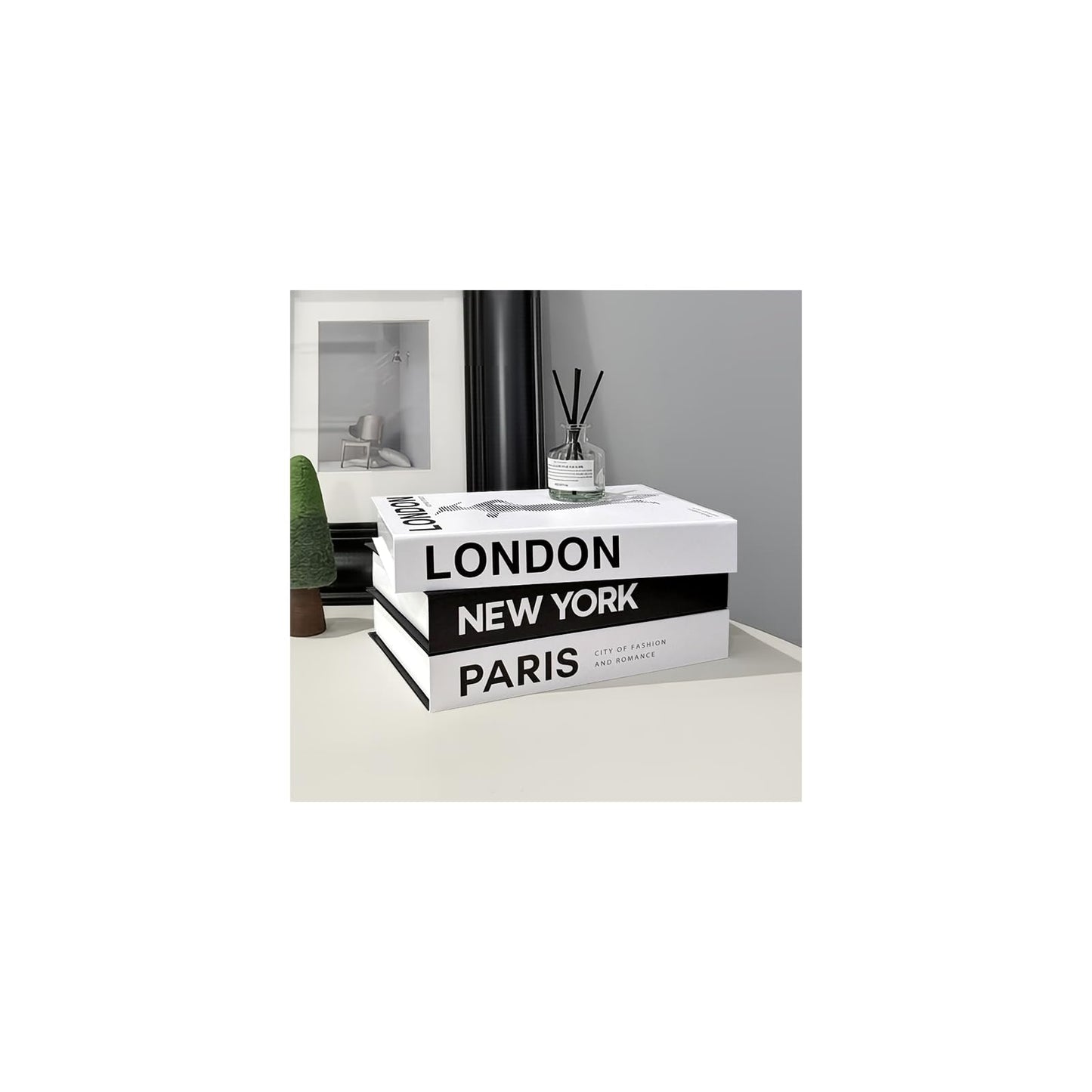 Decorative Books for Home Coffee Table Decor with Stylish Bookshelf and Office Living Room Black and White Fake Books for Decoration Faux Stack Book (Set of 3)