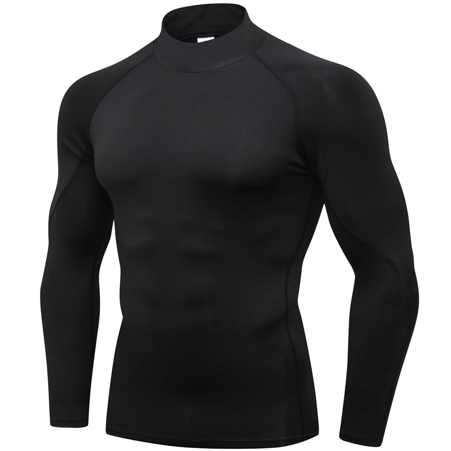 SPVISE Men's Compression Shirt Long Sleeve Mock Turtleneck Athletic Workout T-Shirts Running Tops Cool Gym Undershirts Black