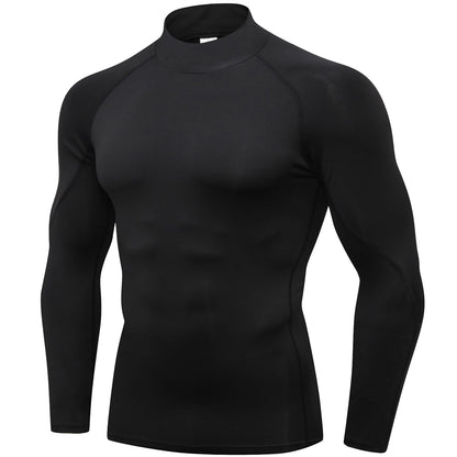 SPVISE Men's Compression Shirt Long Sleeve Mock Turtleneck Athletic Workout T-Shirts Running Tops Cool Gym Undershirts Black