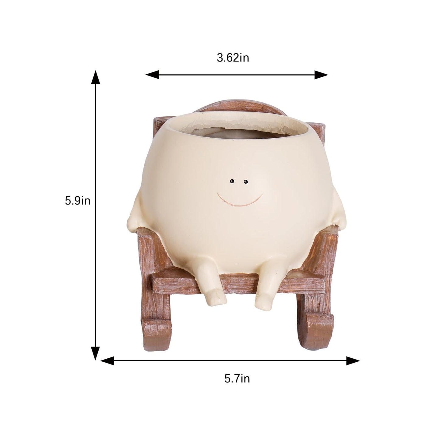 Songgang Smily Face Planter Pot Cute Resin Flower Head Planters for Indoor Outdoor Unique Sit Rocking Chair Succulent Pots Father Mother Gift and Appreciation Christmas with Drainage Hole (Large)