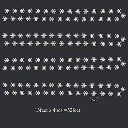Cheerland Clearance Silver Snowflakes Decorations Garland for Winter Hanging Decoration Winter Wonderland Christmas Onederland Office Dorm Holiday Bridal Shower Ceiling Decor Xmas Backdrop Baby Shower