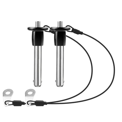 VXCICC 2 Pack 304 Stainless Steel Quick Release Pin 5/16 Inch Diameter Ball Locking Pin with Push Button Round Handle Lanyard Usable Length 1.22"(8mm x 31mm)