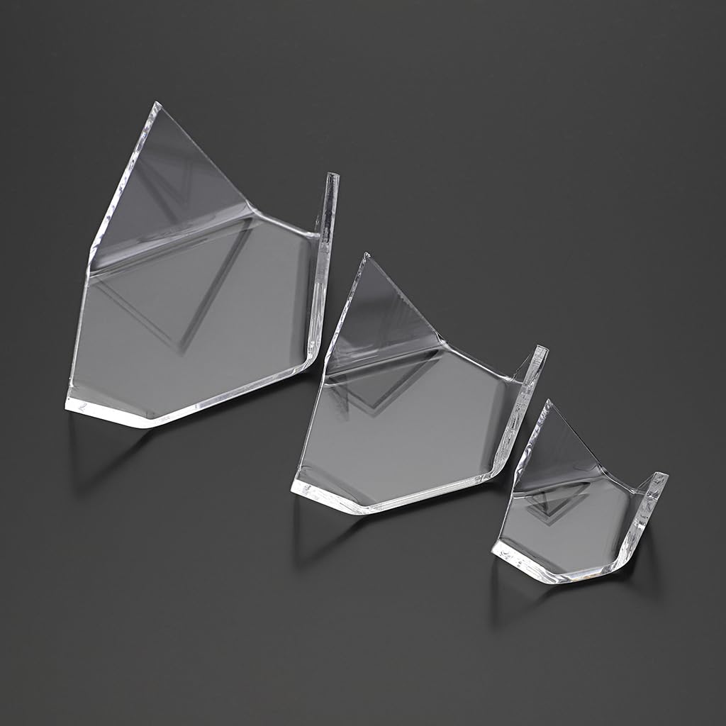 Hipiwe 12 Pcs Acrylic Triangle Display Holder - Display Easel Stands for Geodes Crystal Mineral Agate Fossil Coral, Clear Rock Display Stands for Small Collectibles, (Small+Medium+Large)