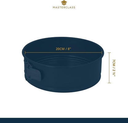 MasterClass 2 cm Springform Cake Tin with PTFE, PFOA and BPA Free Non Stick, Robust 1mm Thick Carbon Steel and Loose Base, 8 Inch Round Pan, Grey