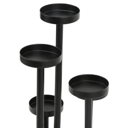 Omquot Retro Elegant 6 Arm Matte Black Iron Candle Holder for Dining Room Bar Decoration