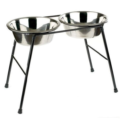 Classic Pet Products Double Feeder High Stand with 2 x 2500 ml Stainless Steel Dishes, 370 mm Tall, clear