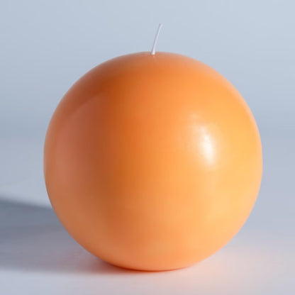 MOZEAL Hand-Poured, 6 Inch Peach Fuzz Large Round Ball Candles - Elegant Peach Fuzz Round Pillar Candles, Dripless, Unscented, Smokeless, Ideal for Summer Parties.