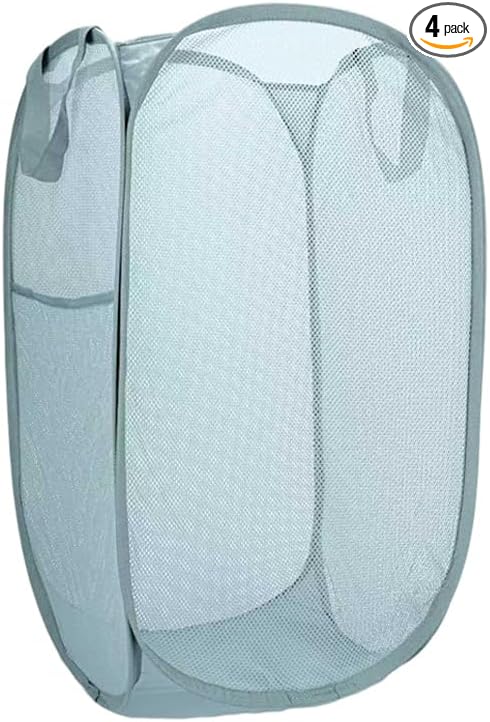 1 Pack Collapsible Laundry Baskets Popup Mesh Laundry Basket Durable Handles