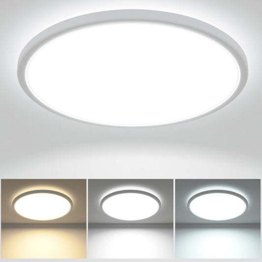 zemty 29W 3200LM LED Ceiling Light, 30cm Bathroom Lights Ceiling 3000K/4500K/6000K Waterproof, 3 Color Temperature Flush Ceiling Light, Round Ultra Thin for Bedroom, Bathroom, Living Room, Kitchen