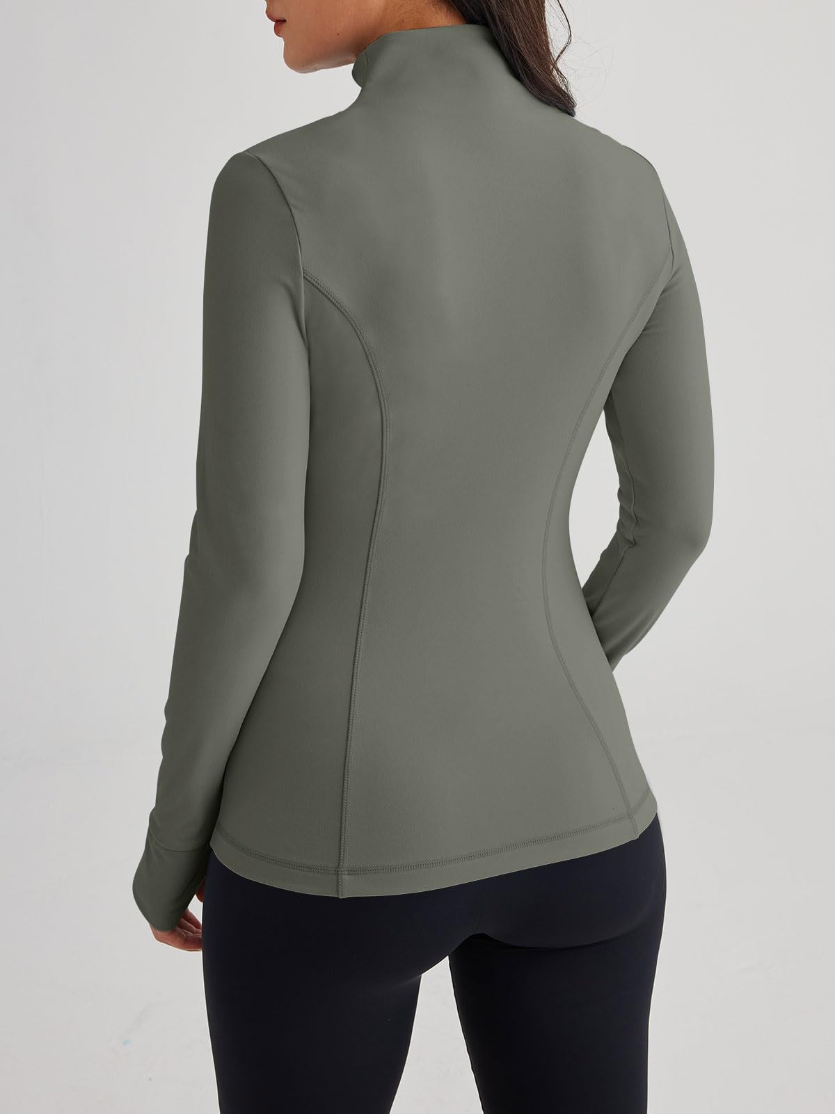 Trendy Queen Womens Lightweight Zip Up Jackets Mock Turtleneck Fall Hoodies Fitted 2025 Athletic Workout Clothes with Pockets ArmyGreen M