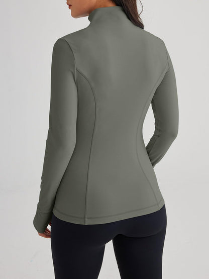 Trendy Queen Womens Lightweight Zip Up Jackets Mock Turtleneck Fall Hoodies Fitted 2025 Athletic Workout Clothes with Pockets ArmyGreen M