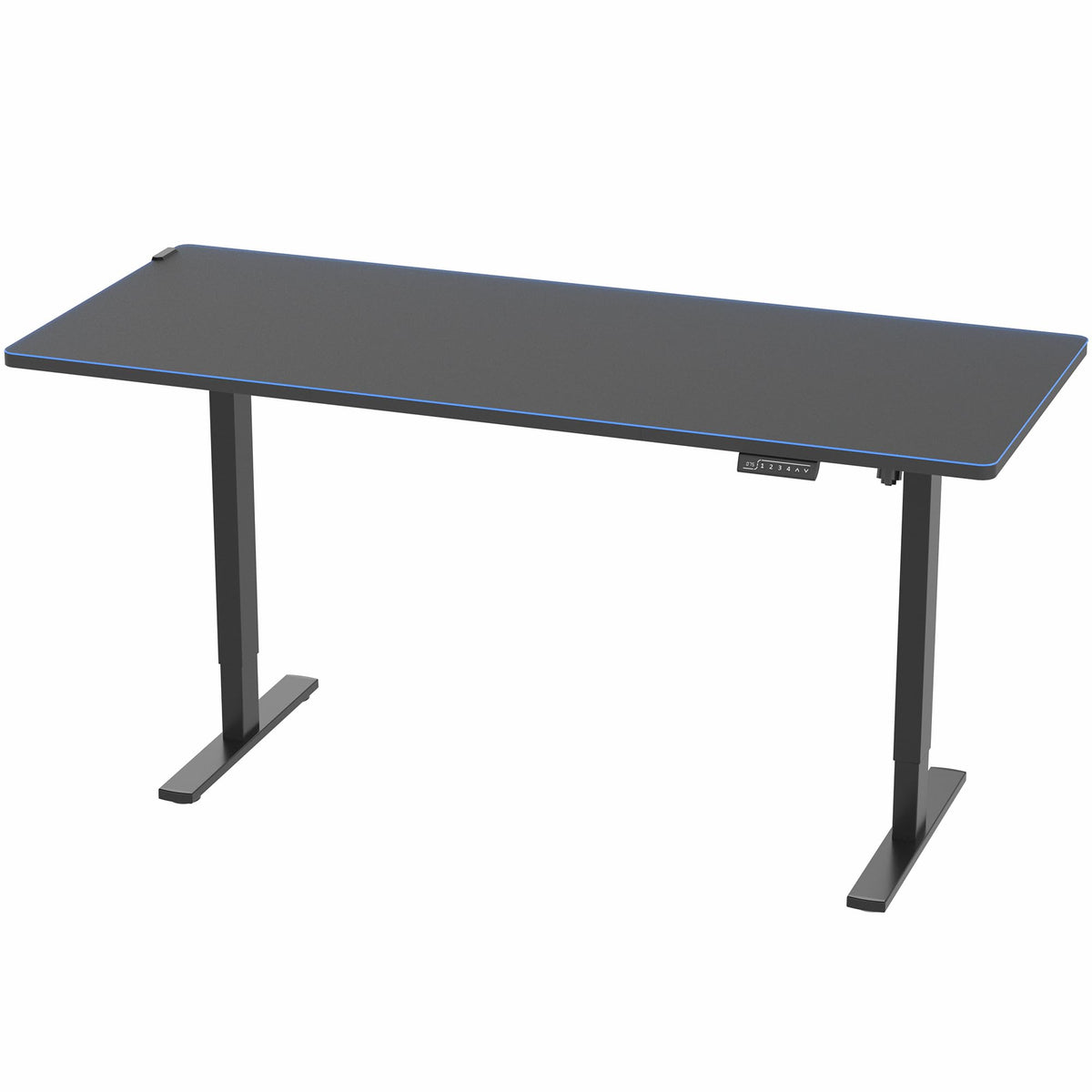VIVO Electric 71 x 30 in Standing Desk with Full-Size RGB Mouse Pad, Memory Height Adjustment, 1B Series, Holds 220 lbs, Black Top Black Frame, DESK-KIT-1B7BP