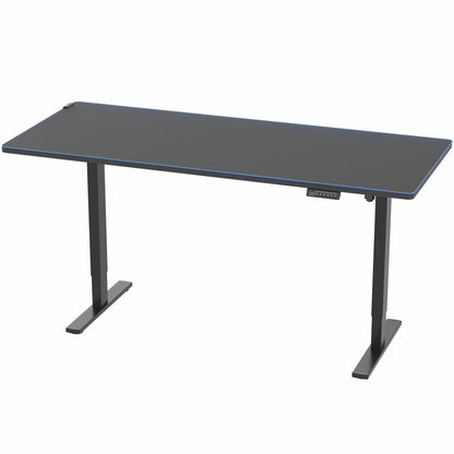 VIVO Electric 71 x 30 in Standing Desk with Full-Size RGB Mouse Pad, Memory Height Adjustment, 1B Series, Holds 220 lbs, Black Top Black Frame, DESK-KIT-1B7BP