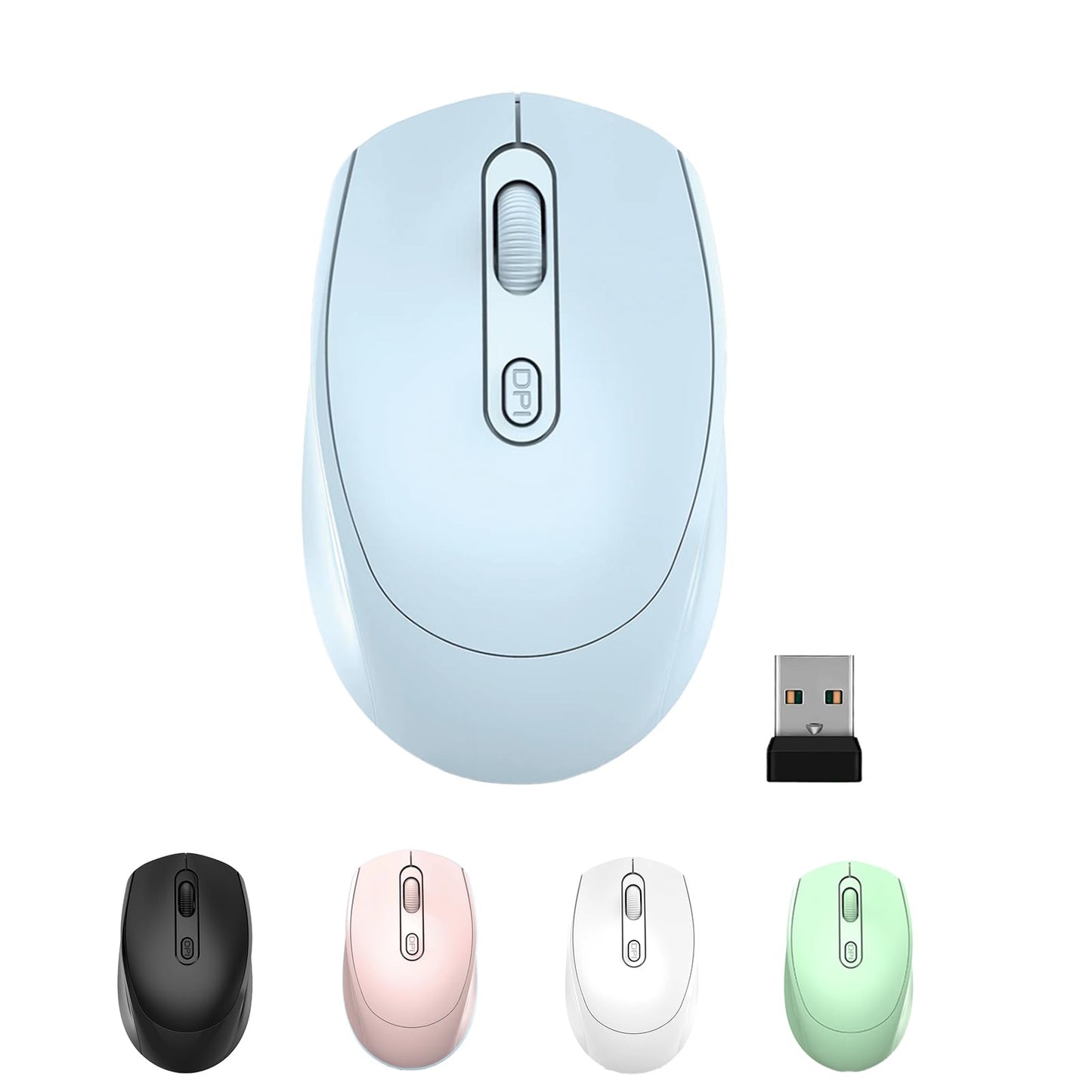ONE-UP Wireless Mouse, 2.4G, Silent, USB Nano Receiver, for Laptop, Chromebook, PC, Mac, Windows and School Work (Black)