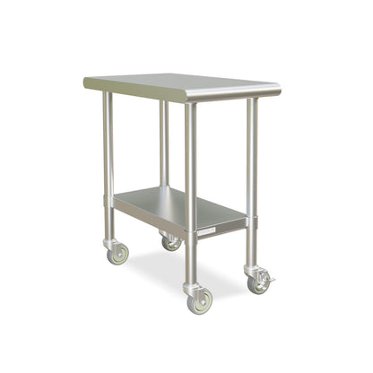 STABLEINK NSF Stainless Steel Small Table 18x30 Inches with Wheels, Metal Prep & Work Table with Adjustable Undershelf, for Commercial Kitchen, Restaurant, Hotel and Garage