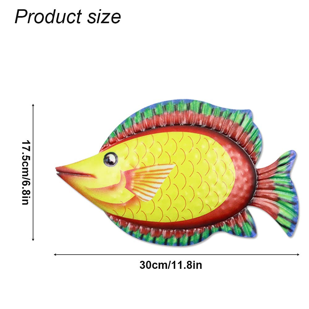 N\A NA 2Pcs Metal Fish Wall Art Decor, Metal Fish Wall Sculptures, Ocean Themed Metal Art Wall Decor, Metal Tropical Fish Art Wall Decoration (Green, Yellow)