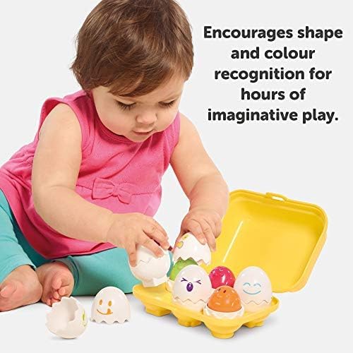 Toomies Hide and Squeak Eggs Baby Toy - Baby Box of Big Eggs with 3 Squeak Chicks & 3 Rattle Chicks - Colour & Shape Sorter Baby Sensory Toys - Toddler Toys & Baby Toys 6 Months Plus to 36 Months