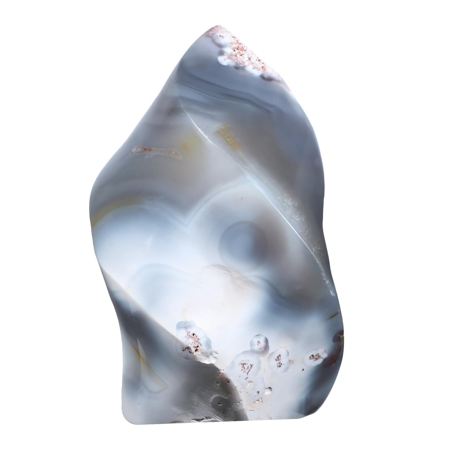 Sportmusies Natural Orca Agate Stone Flame Torch Figurine Home Office Desk Decoration, Reiki Healing Crystal Tower Statue, 3.14-5.62 inches