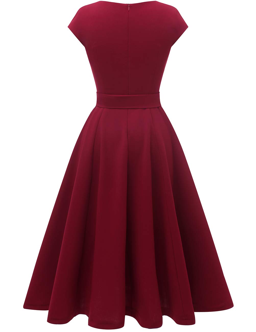 DRESSTELLS Red Christmas Holiday Party Cocktail Dresses for Women Wedding Guest Mother Bride Formal 1950s Aline Midi Evening Gown Burgundy XL