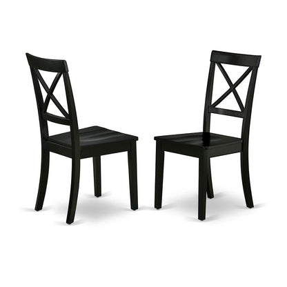 East West Furniture DLBO5-BLK-W 5 Piece Dinette Set for 4 Includes a Round Dining Room Table with Dropleaf and 4 Kitchen Dining Chairs, 42x42 Inch, Black