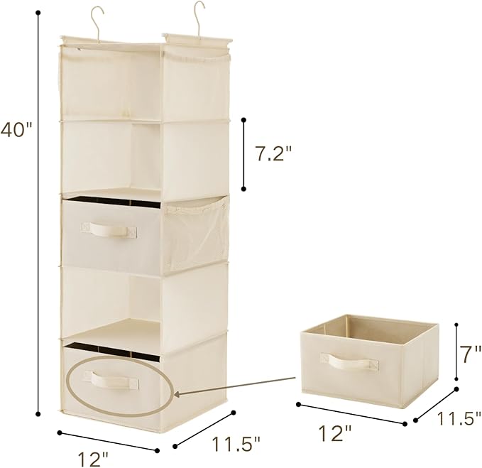 MAX Houser 5 Tier Shelf Hanging Closet Organizer, Cloth Hanging Shelf