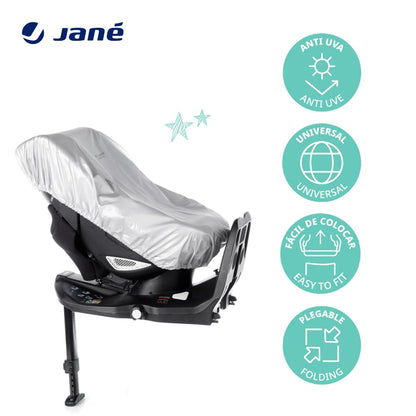 Jané Anti-Thermal Cover for Children's Car Seat, Universal, for Groups 0 1 2 3, Anti-UV, Grey