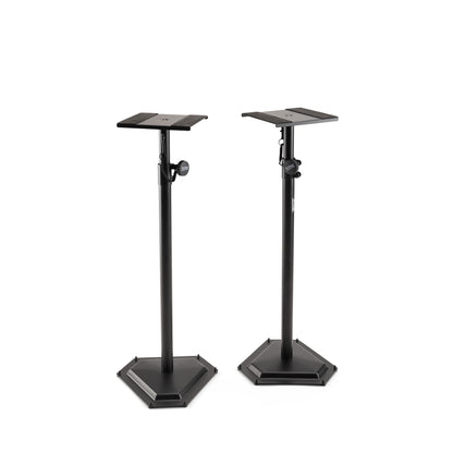 On-Stage SMS6600-P Hex-Base Monitor Stands Pair(Height-Adjustable Pedestal Studio Speaker Stands, Locking Pin, Hexagonal Base, Steel Construction, Nonslip Rubber Feet, Optional Floor Spikes, Black)