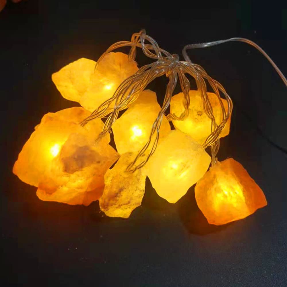 Fantasee Himalayan Salt String Light, Natural Hand Carved Salt Crystal Light Release Negative Ions for Bedroom, Living Room, Office, Home Deco, Yoga, Night Light, Gift (6.6ft 10led)