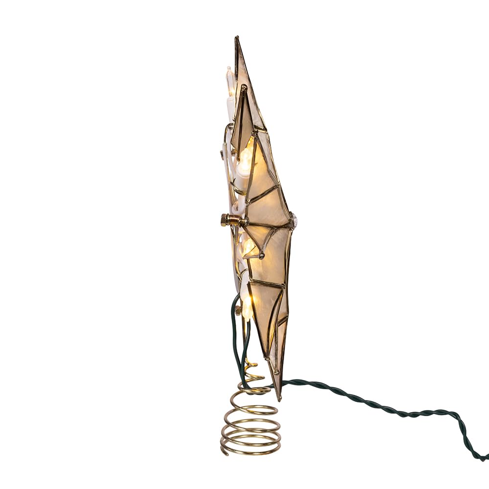 Kurt Adler 10 Light LED 12POINT Capiz Star + Gem Center Treetop