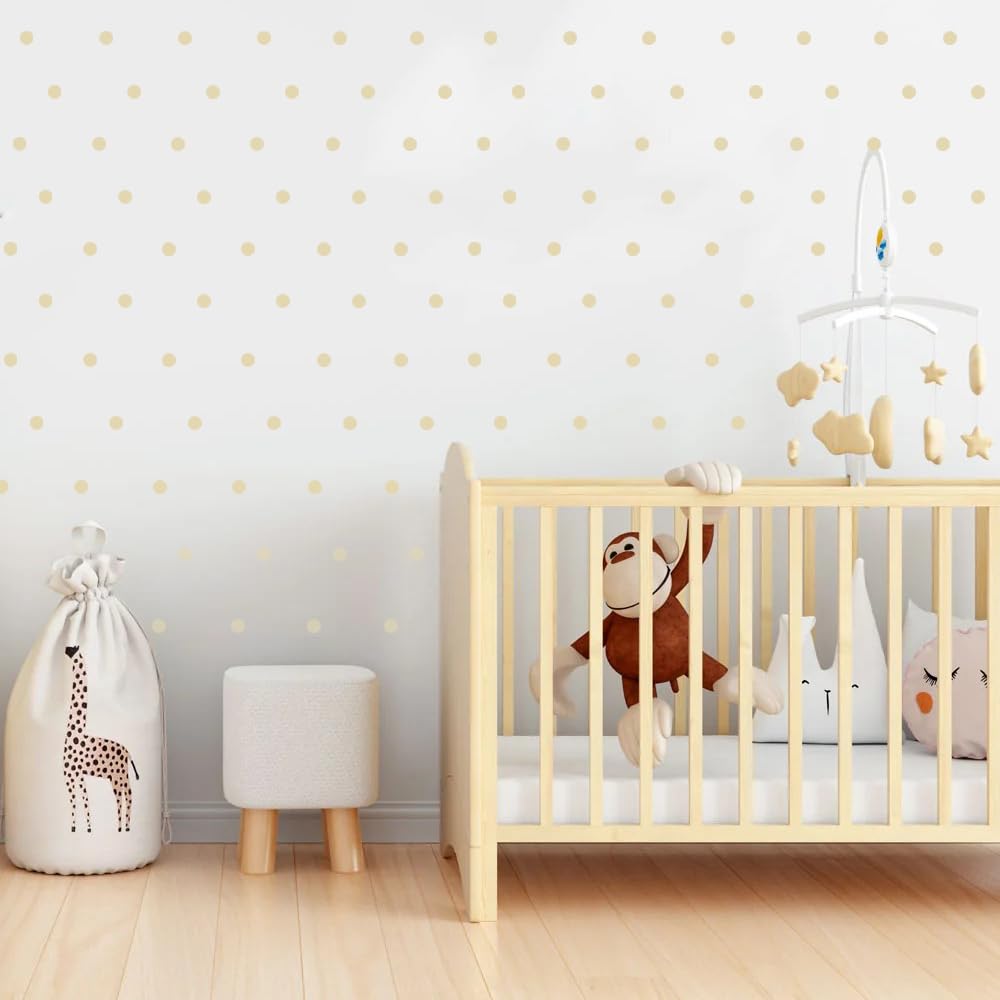Premium Vinyl Dot Wall Stickers - 1 Inch Peel & Stick Decals, 240 Pack (Matte & Colorful Options) - Kids Room, Nursery, DIY Wall Art (Beige, 1 inch dot 240)