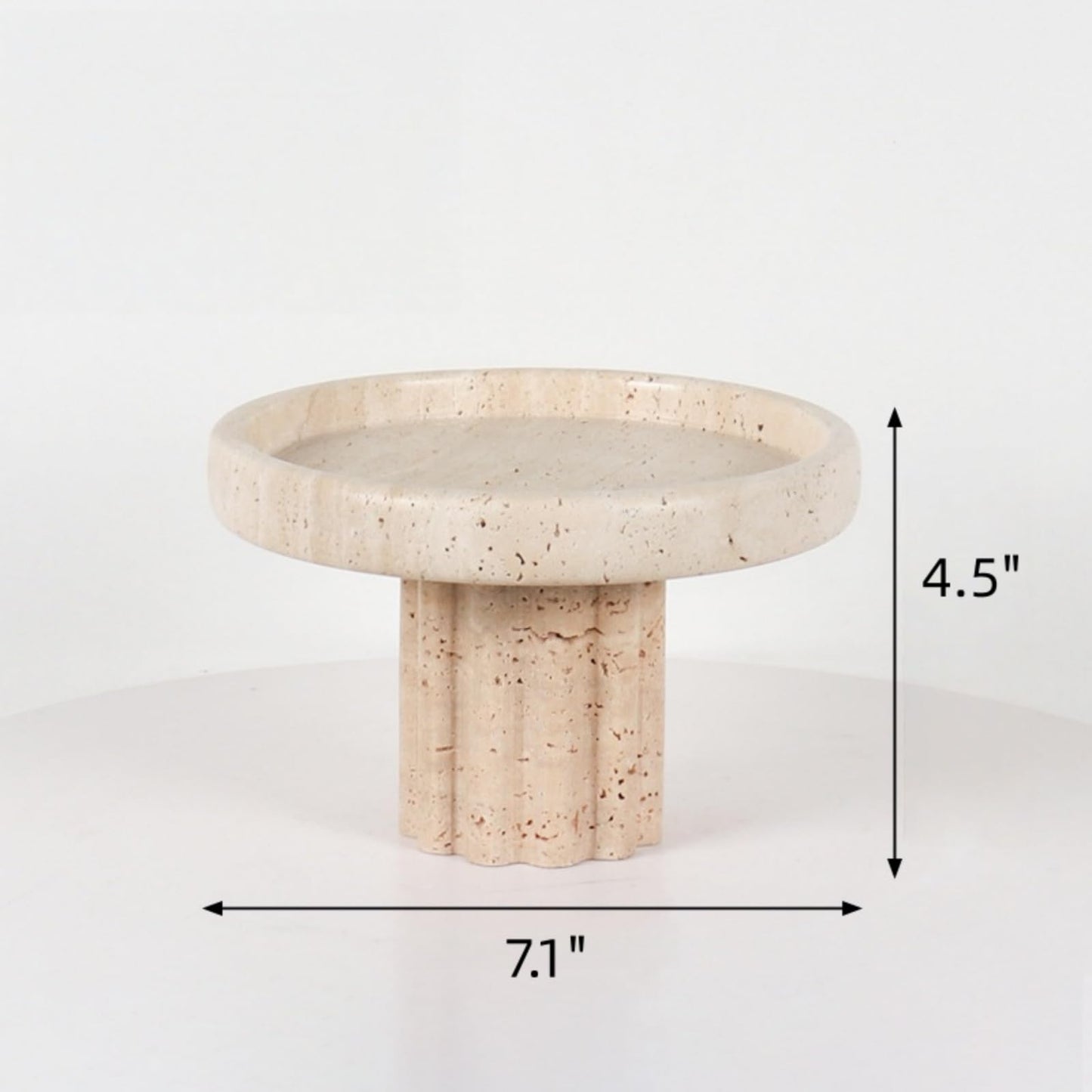 SAIDKOCC Natural Marble Decorative Tray, Scalloped Modern Vanity Organizer for Perfume, Candles, Jewelry Dish (Beige Travertine)