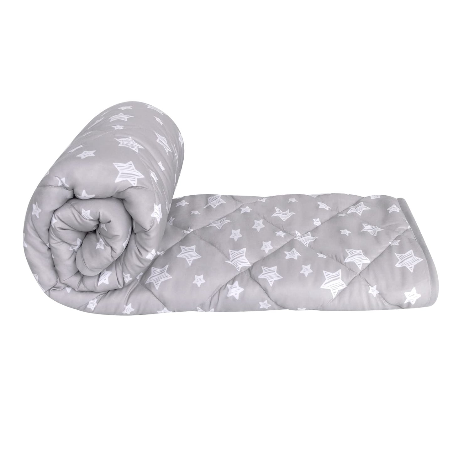 Baby Blanket for Boys and Girls, Soft Cozy Toddler Comforter Quilted with Grey Star Print, Ultra Soft and Comfortable Down Alternative Crib Comforter, 39x47 Inches