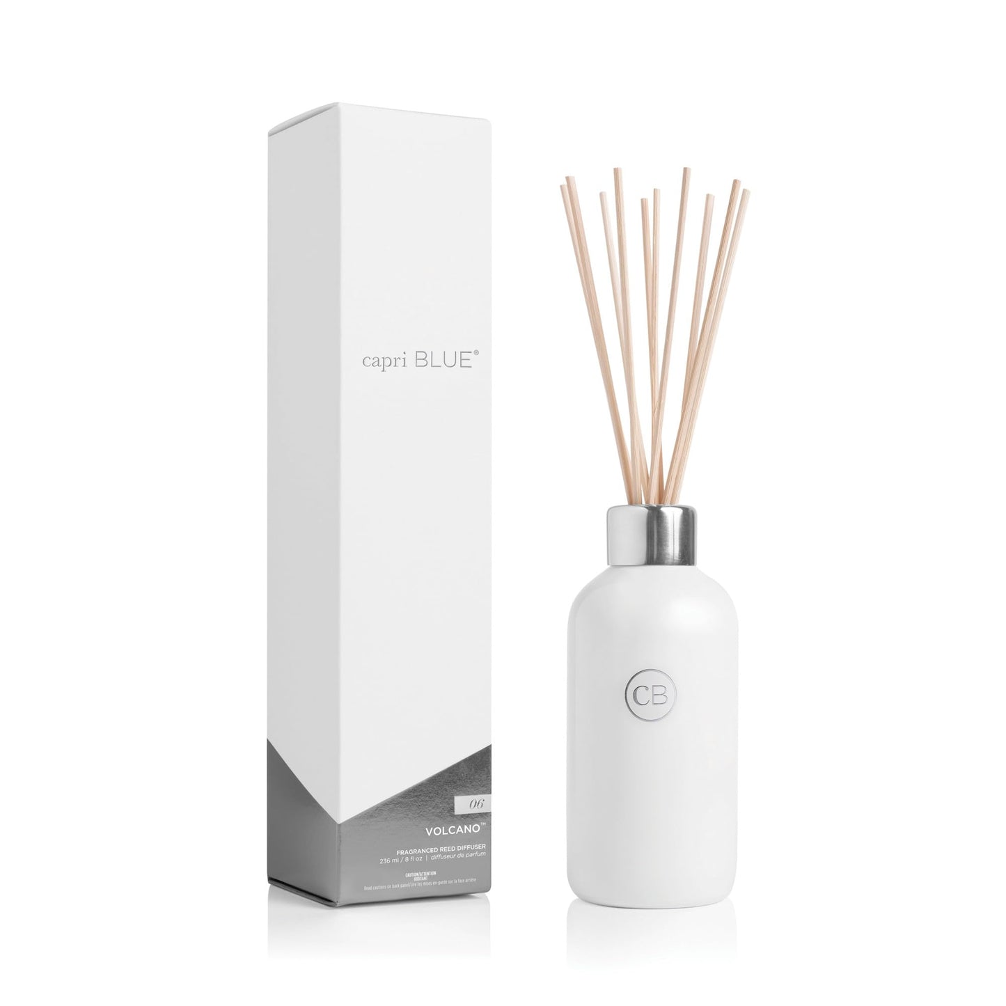 Capri Blue Volcano Reed Diffuser Set, Includes Reeds, Fragrance Oil, and Glass Bottle for Home Décor, Room Fresheners, White (8 Fl Oz)