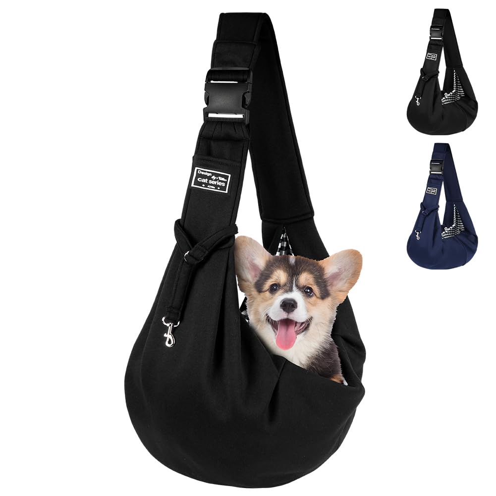 Adiwo Puppy Carrier - Reversible Hands-free Dog Carry Sling for Small & Medium Dogs & Cats, Soft & Comfortable, Adjustable Dog Carrier Bag Shoulder Tote for Outdoor Walking, Travel & Shopping